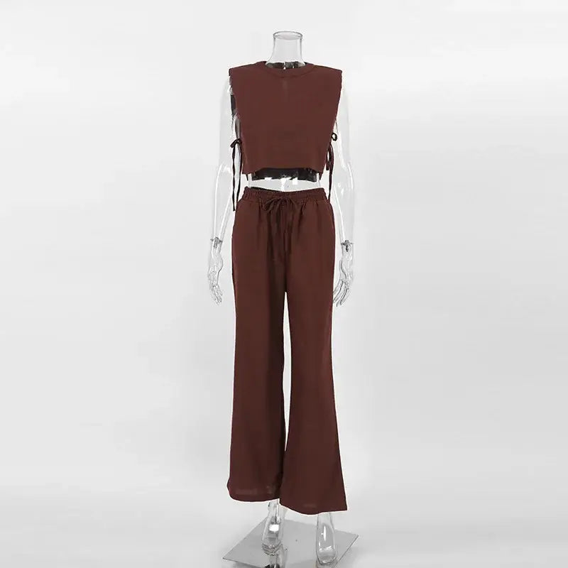 Women’s Linen Pant Set - Chic Holiday Outfit for Effortless Style