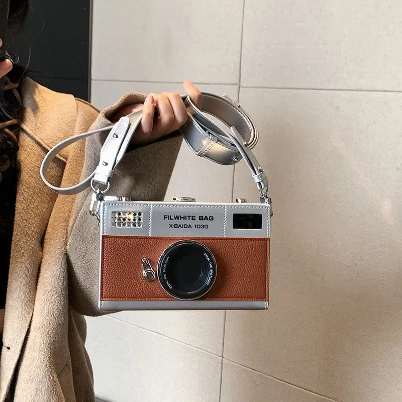 Retro Camera Crossbody Bag PU Leather 2026 Versatile Fashion Square Bag