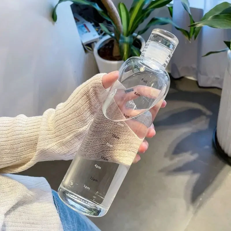 Elegant Time Scale Water Bottle 700ml – Portable Fitness Hydration