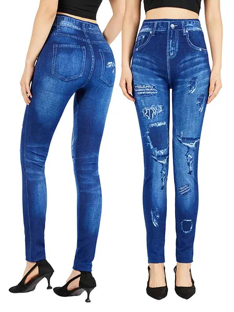 Casual Women’s Leggings - Faux Denim & Fitness Yoga Pants