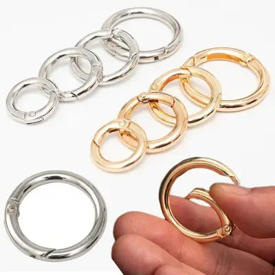 10pcs Metal Ring Spring Clasps for DIY Jewelry and Keychain Hooks