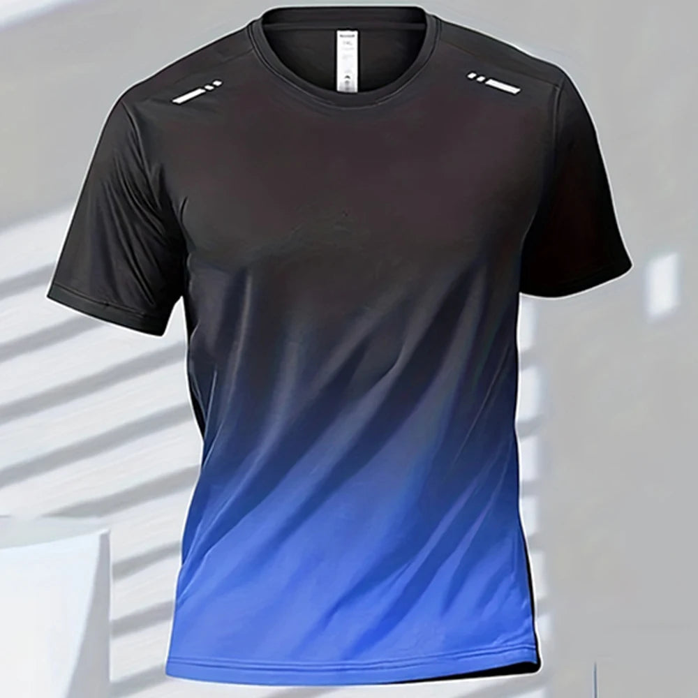 Quick Drying Men's Sports T-Shirt Gradient Short Sleeve Workout Tee