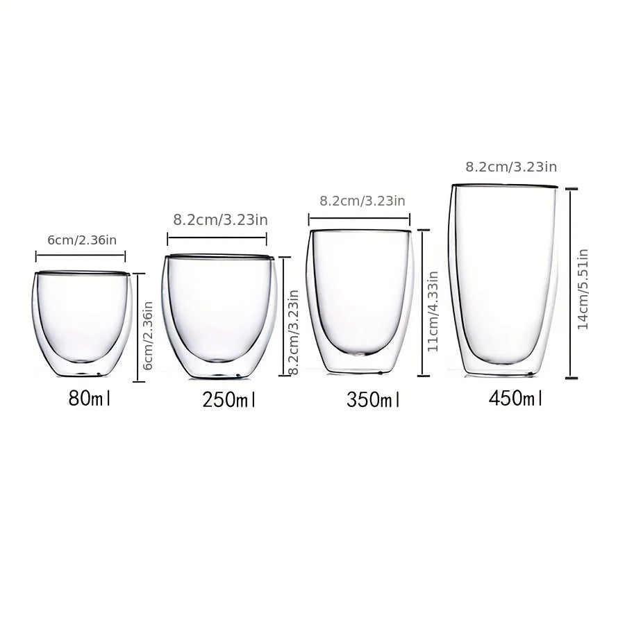 Double Wall Glass Espresso Mug Transparent Handmade Heat Insulated Drinkware