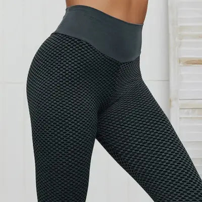 High Waist Seamless Leggings for Women with Push-Up Print Design - black / S