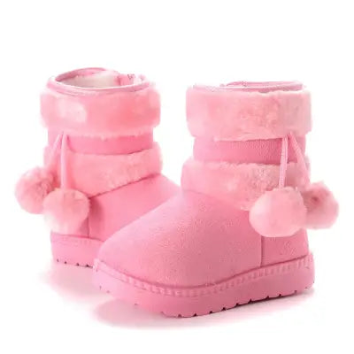 Girls Snow Boots for Kids - Comfortable Warm Winter Boots and Princess Shoes - Pink / 35 (Inner 21cm)