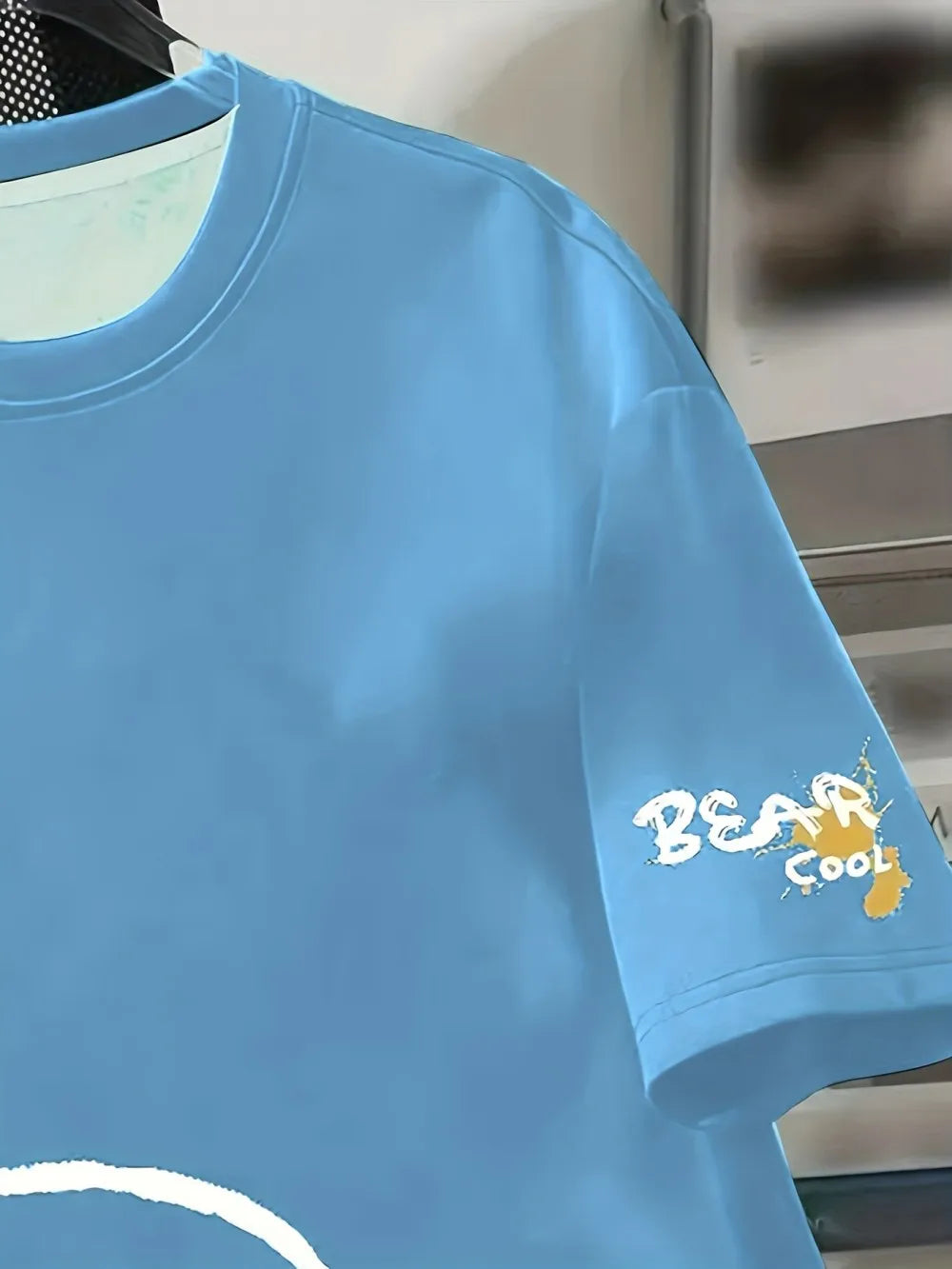 Cartoon Bear Print Cotton T Shirt Casual Summer Style