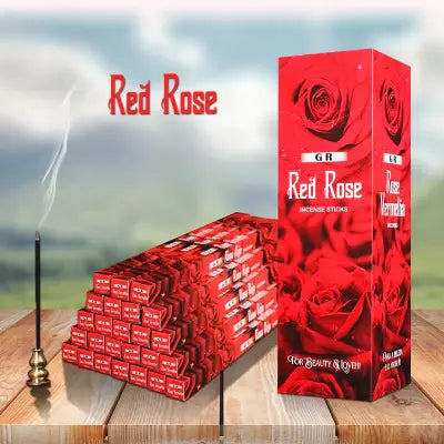 India Lavender and Sandalwood Incense for Aromatherapy and Meditation - 1 small box 8pcs / Red Rose