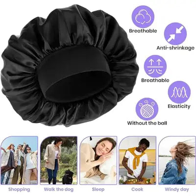 Women’s Fashion Bonnet Set with Wide Edge Elastic for Hair Protection