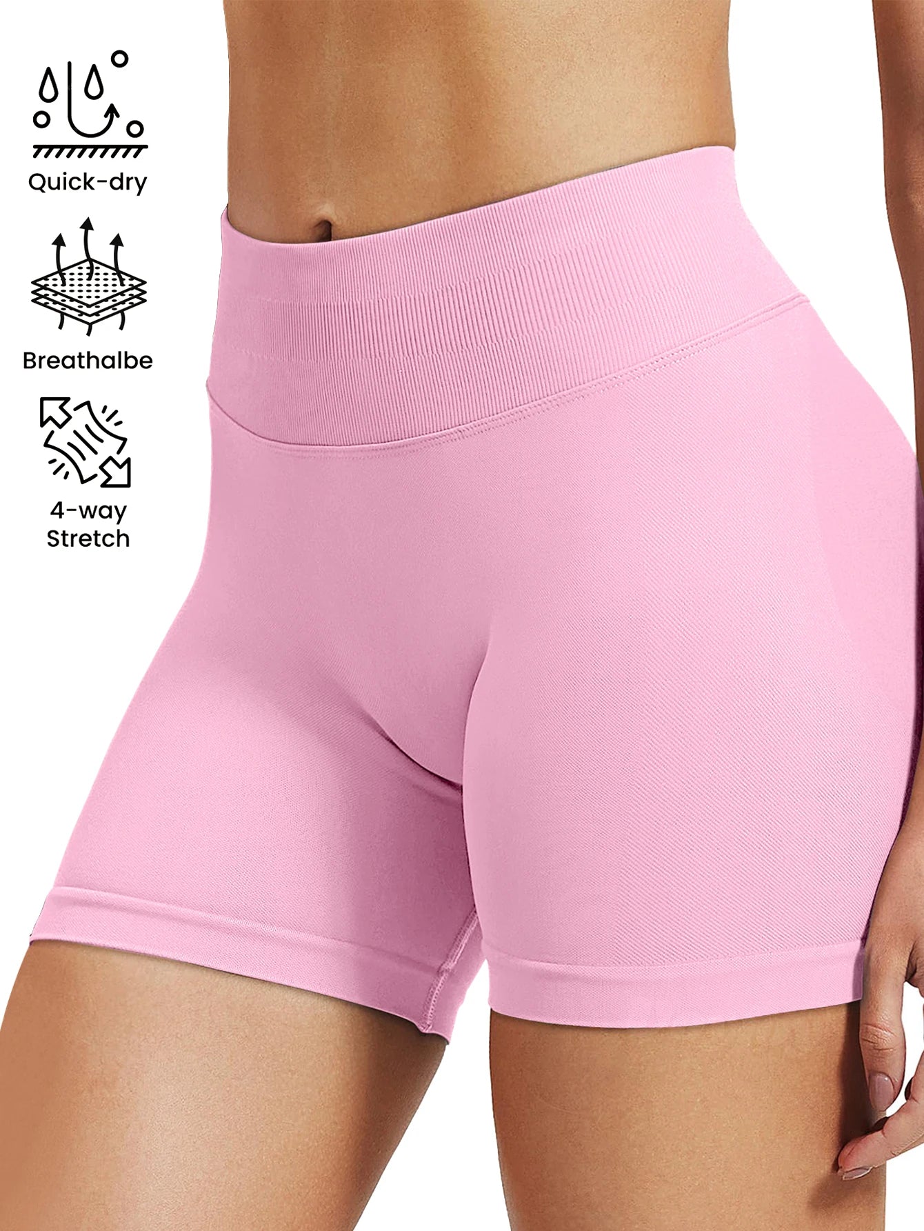 Pilates Peach Hips Knit Shorts Medium Size High Stretch Fitness