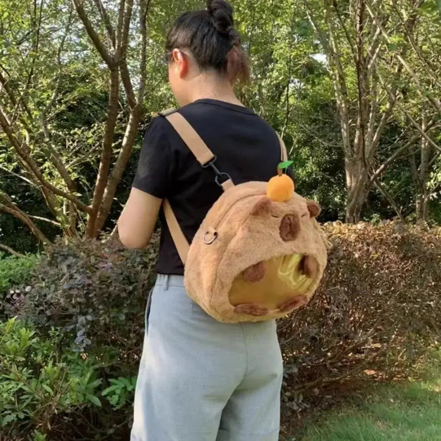 Capybara Plush Backpack Kawaii Mini Shoulder Bag for Kids and Girlfriends