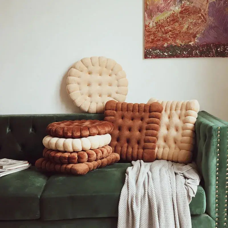 Biscuit-Shaped Plush Cushion: Soft and Creative Chair Seat Pad