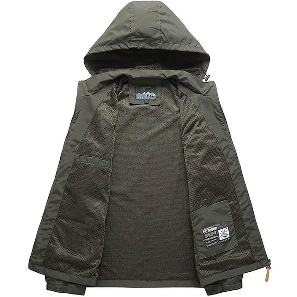 Men’s Waterproof Hooded Windbreaker Tactical Jacket for Outdoor