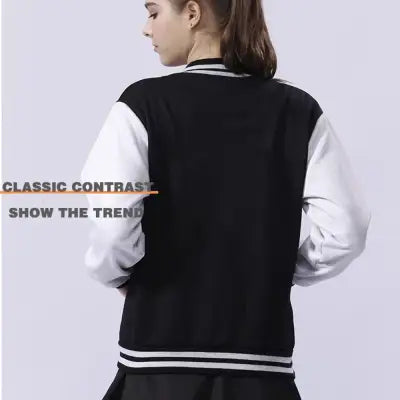 Black and White Oversized Jacket for Men’s Baseball Street Style