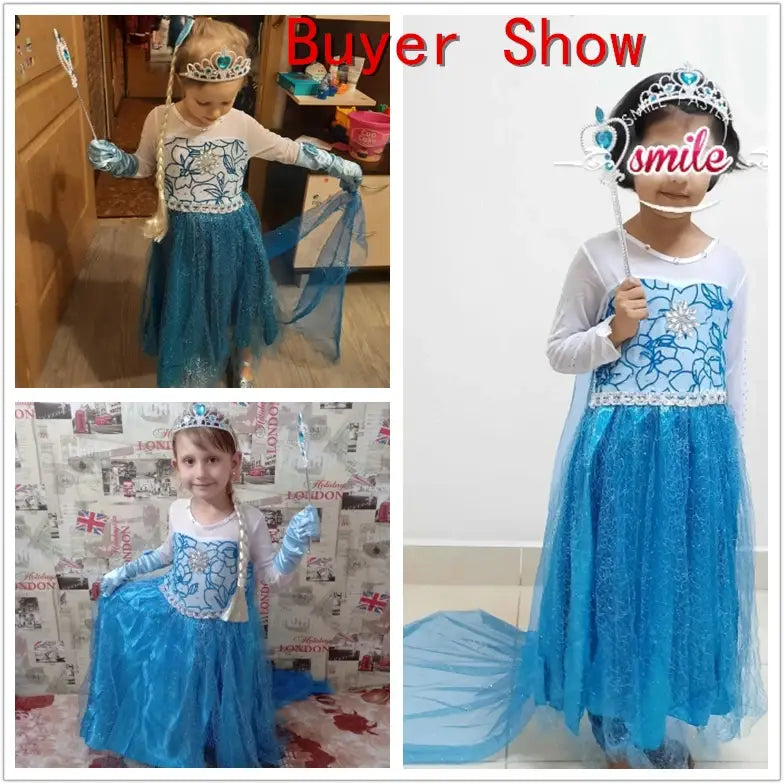 Elsa Costume for Girls – Long Sleeve Princess Dress for Cosplay