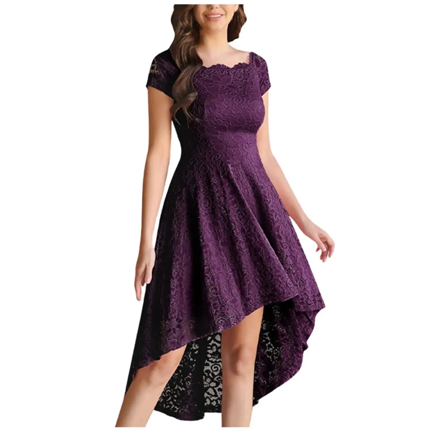 Women’s Fashion Lace Dress – Elegant One Shoulder Flare Dress