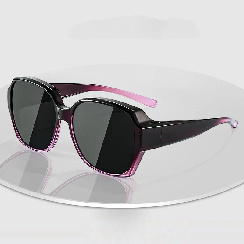 Round Polarized Fitover Sunglasses Vintage Portable Eyewear for Driving