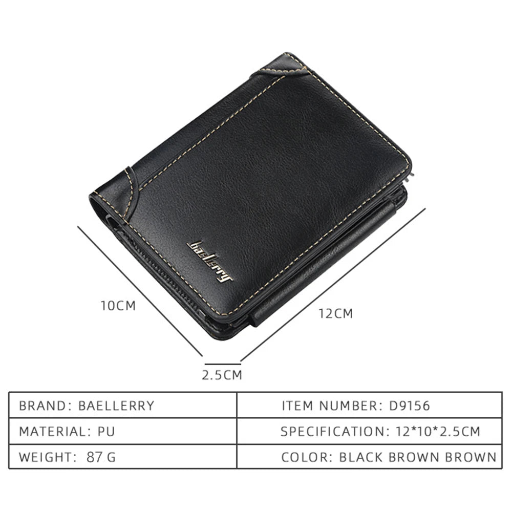 Men Wallets PU Leather Short Design Vintage Card Holder Purse