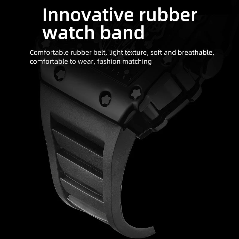 Men's Square Quartz Sport Watch Silicone Material Luminous Waterproof Style