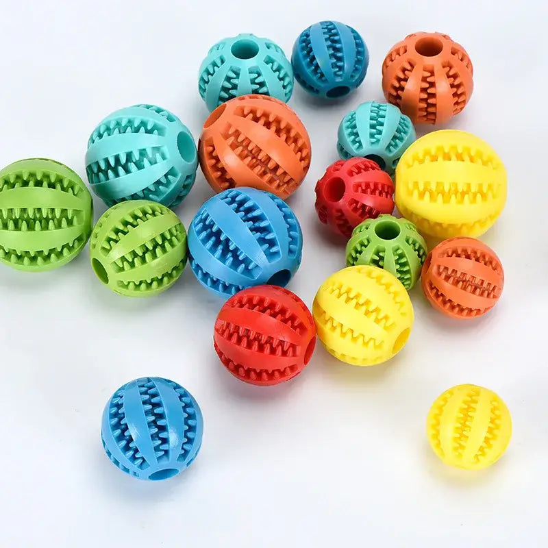 Interactive Dog Toy Ball for Chewing and Treat Feeding in Rubber