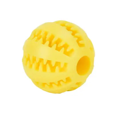 Interactive Dog Toy Ball for Chewing and Treat Feeding in Rubber - Yellow / 5CM