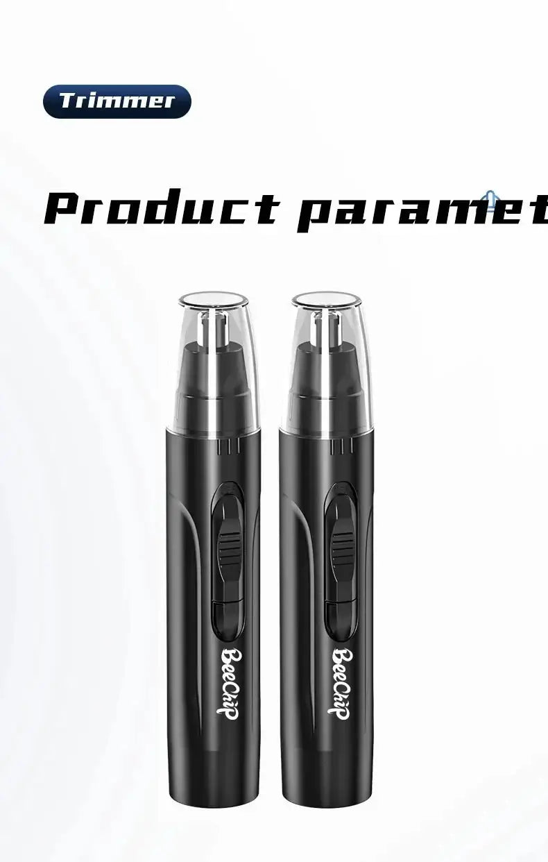 Black Electric Nose Hair Trimmer: Low Noise High Torque Motor