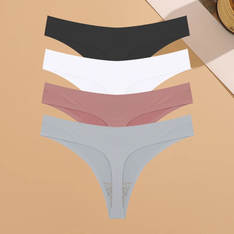 Seamless Ice Silk Underwear Panties 4PCS Stretchy Breathable Bikini