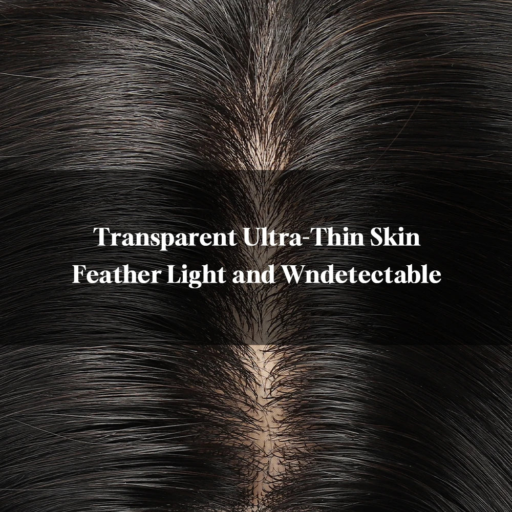 Mens Toupee Human Hair Piece Thin Skin V Loop Natural Hairline