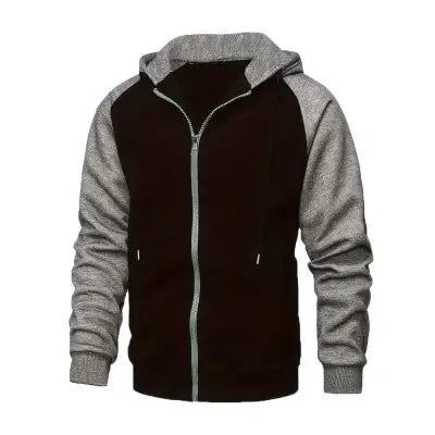 Men’s Zip-Up Color Block Hoodie for Stylish Casual Fall and Winter - black / M