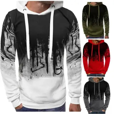 Gradient Print Men’s Pullover Hoodie for Casual Fitness & Sportswear