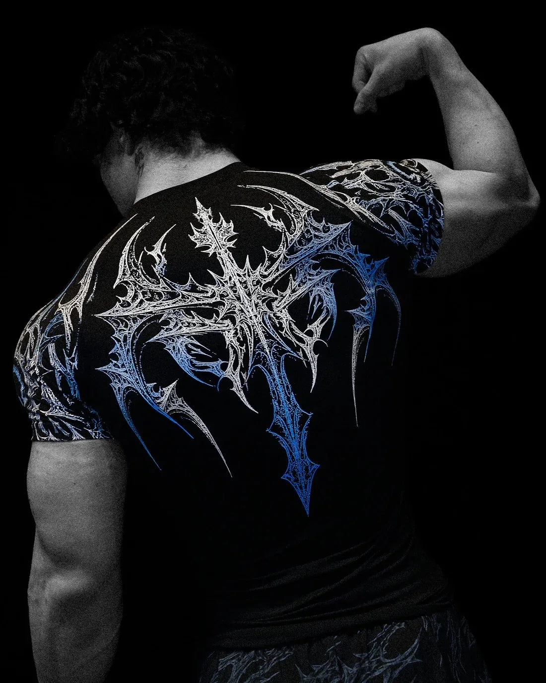 Gothic Print Muscle Tee Multi Size High Elasticity Quick Dry Gym Shirt