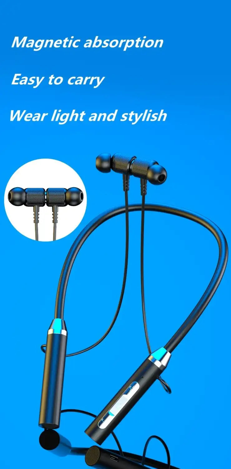 Wireless Bluetooth 5.0 Neckband Earphones with Waterproof Magnetic Earbuds