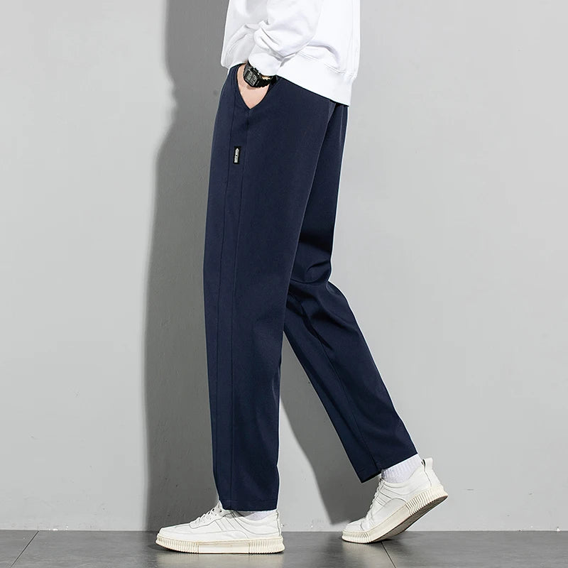Ice Silk Pants Summer Thin Business Casual Elastic Straight Leg