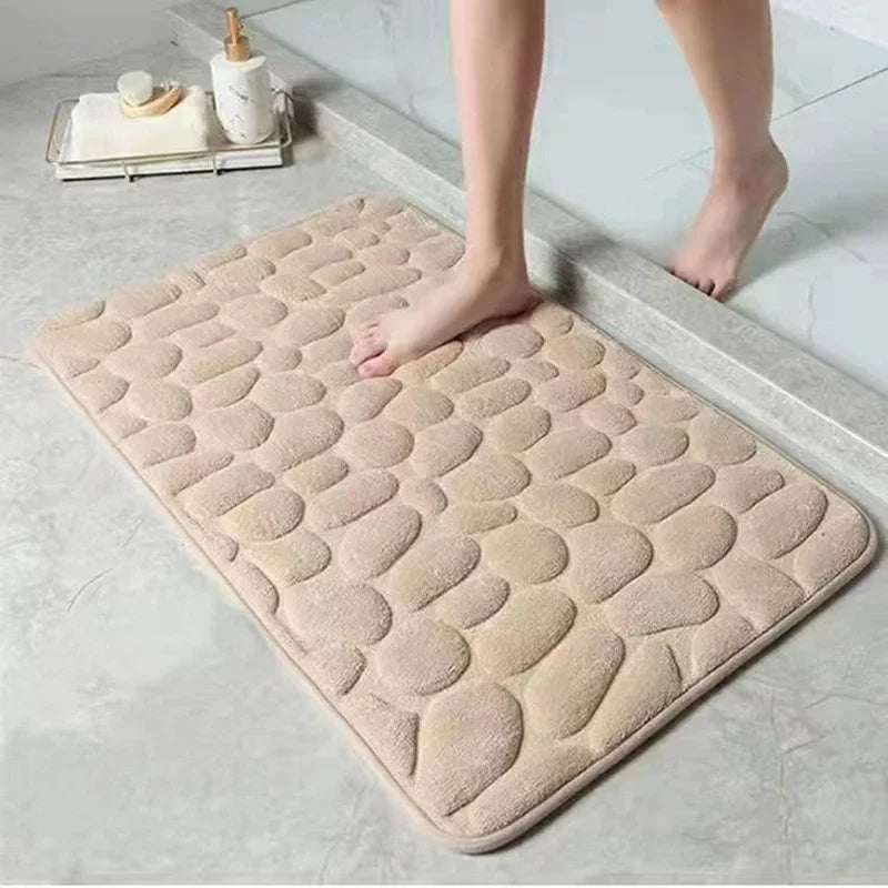 Cobblestone Embossed Bath Mat Microfiber – Absorbent Quick Drying Rug