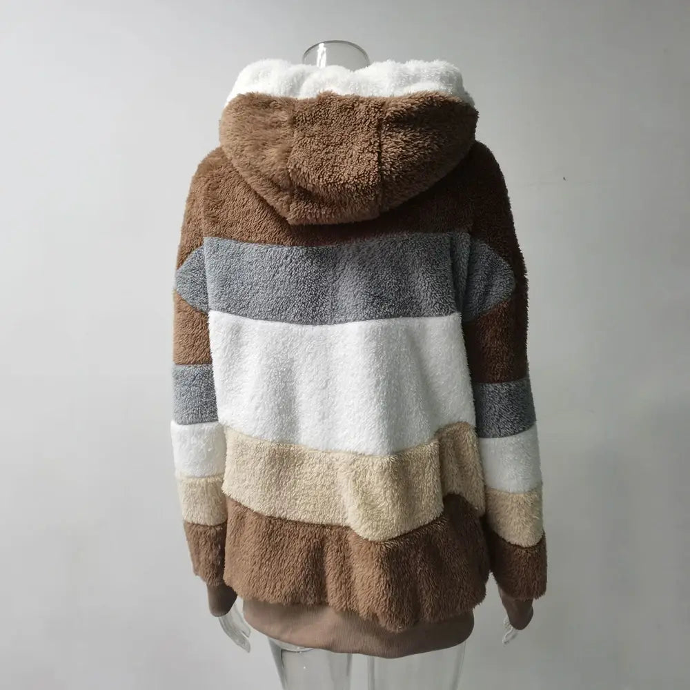 Warm Plush Streetwear Oversized Hooded Jacket for Women 2024