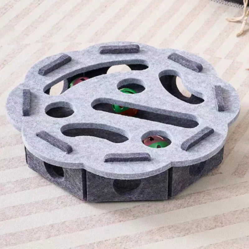 Interactive Cat Maze Toys Type Felt Box with Bell Ball Fun Training