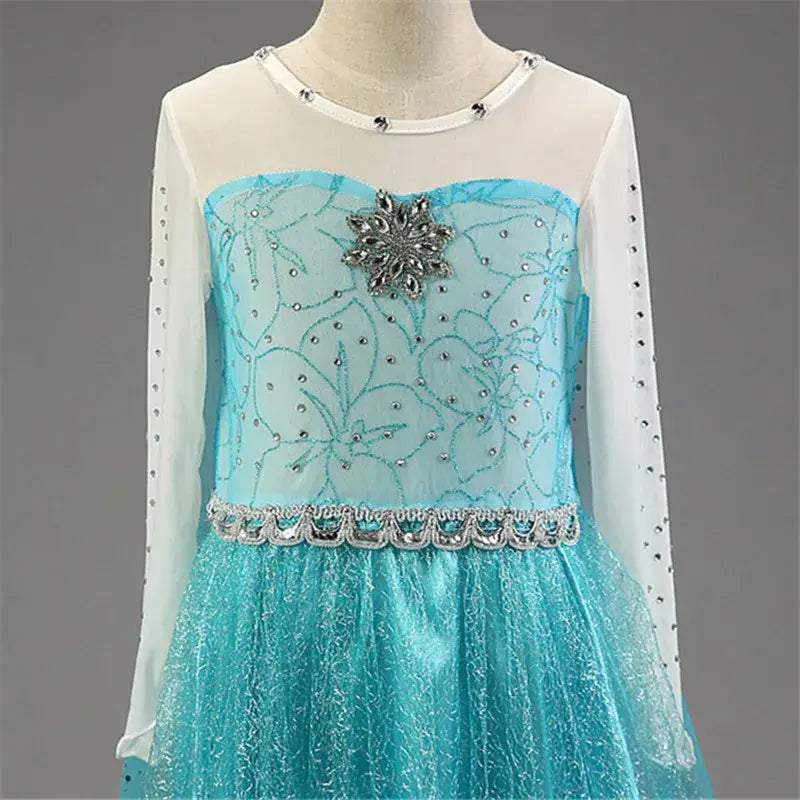 Elsa Costume for Girls – Long Sleeve Princess Dress for Cosplay