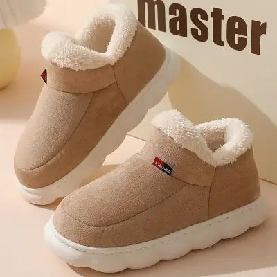 Kidmi Winter Shoes Casual Outdoor Cotton Plush Padded Slippers - Khaki / 44-45(fit42-43)