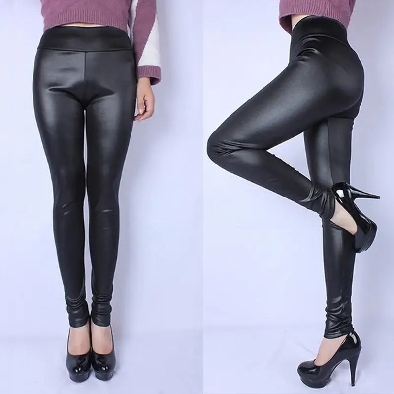 High Elastic Stretch PU Leather Pencil Pants