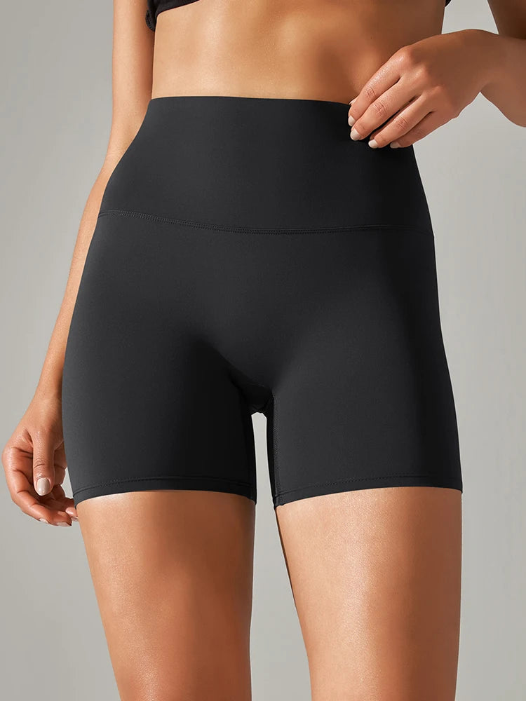 High Waist Yoga Shorts Quick Drying Fitness Workout Length