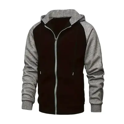 Men’s Zip-Up Color Block Hoodie for Stylish Casual Fall and Winter