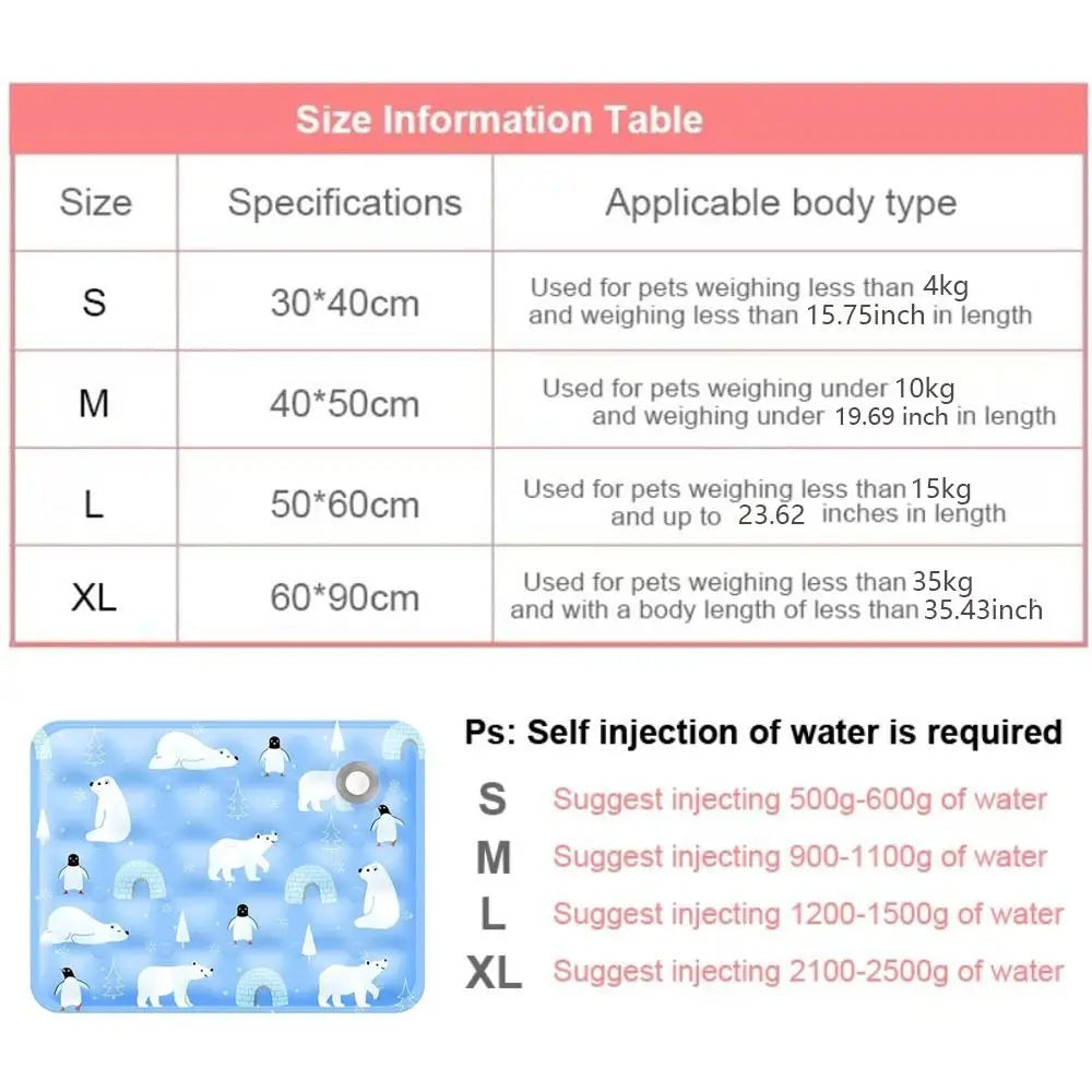 Self Cooling Gel Pet Mat Durable Ice Cushion for Dogs