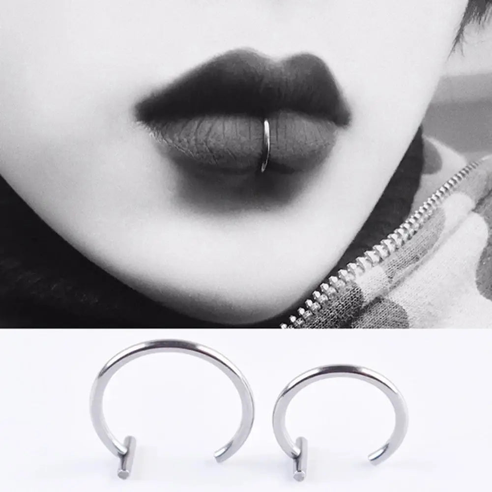 Stainless Steel Lip Ring - Trendy Non-Piercing Lip Jewelry