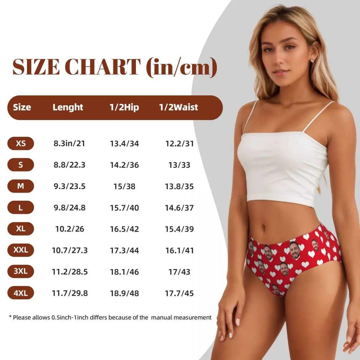 Custom Photo Panties Breathable Cotton Personalized Valentine's Gift