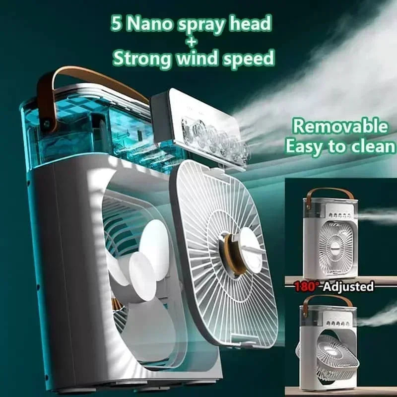 Portable Air Cooler Fan LED Compact 3-in-1 Humidifier for Home Office