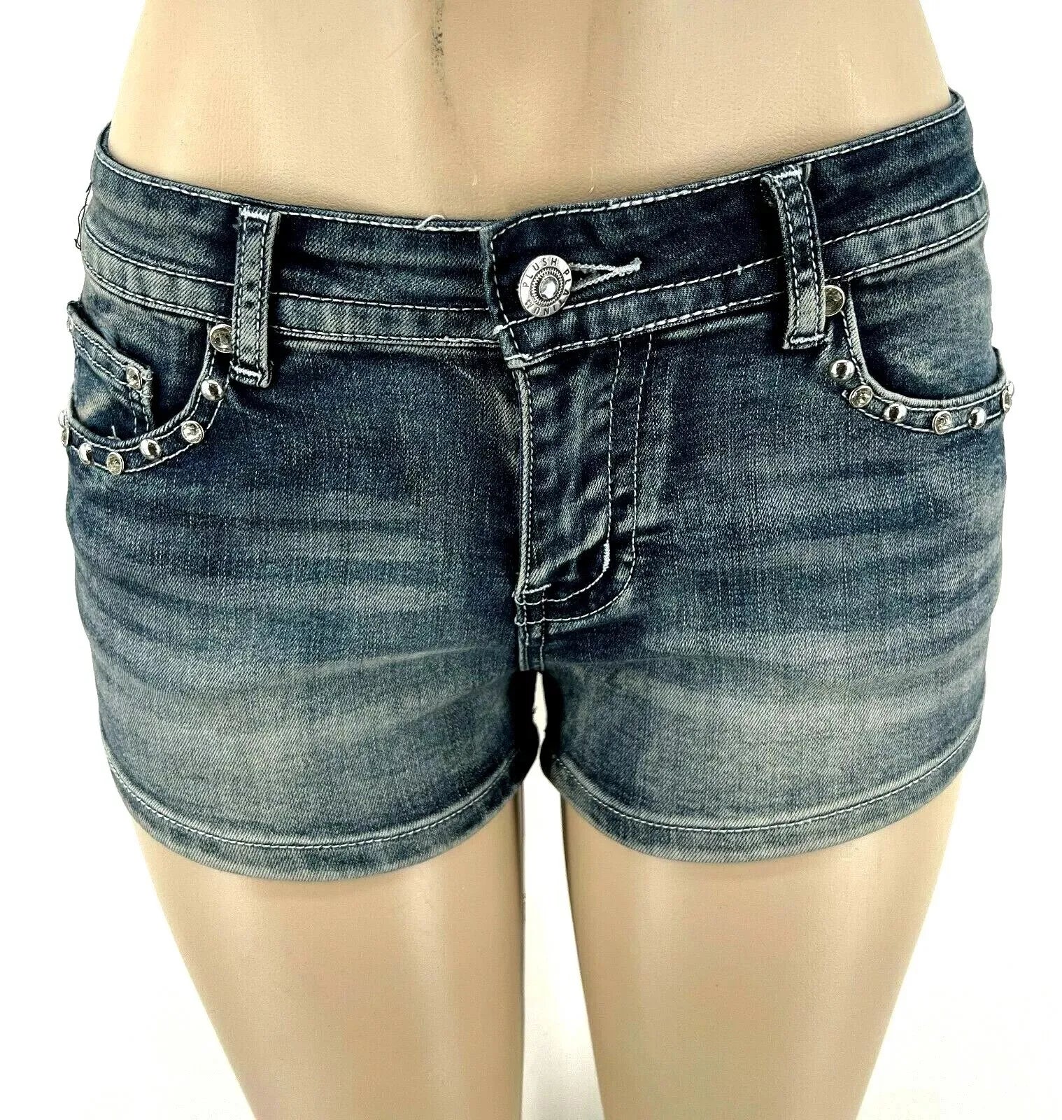 Y2K Wing Rivet Denim Shorts Low Waist Gothic Sexy Mini Skirt