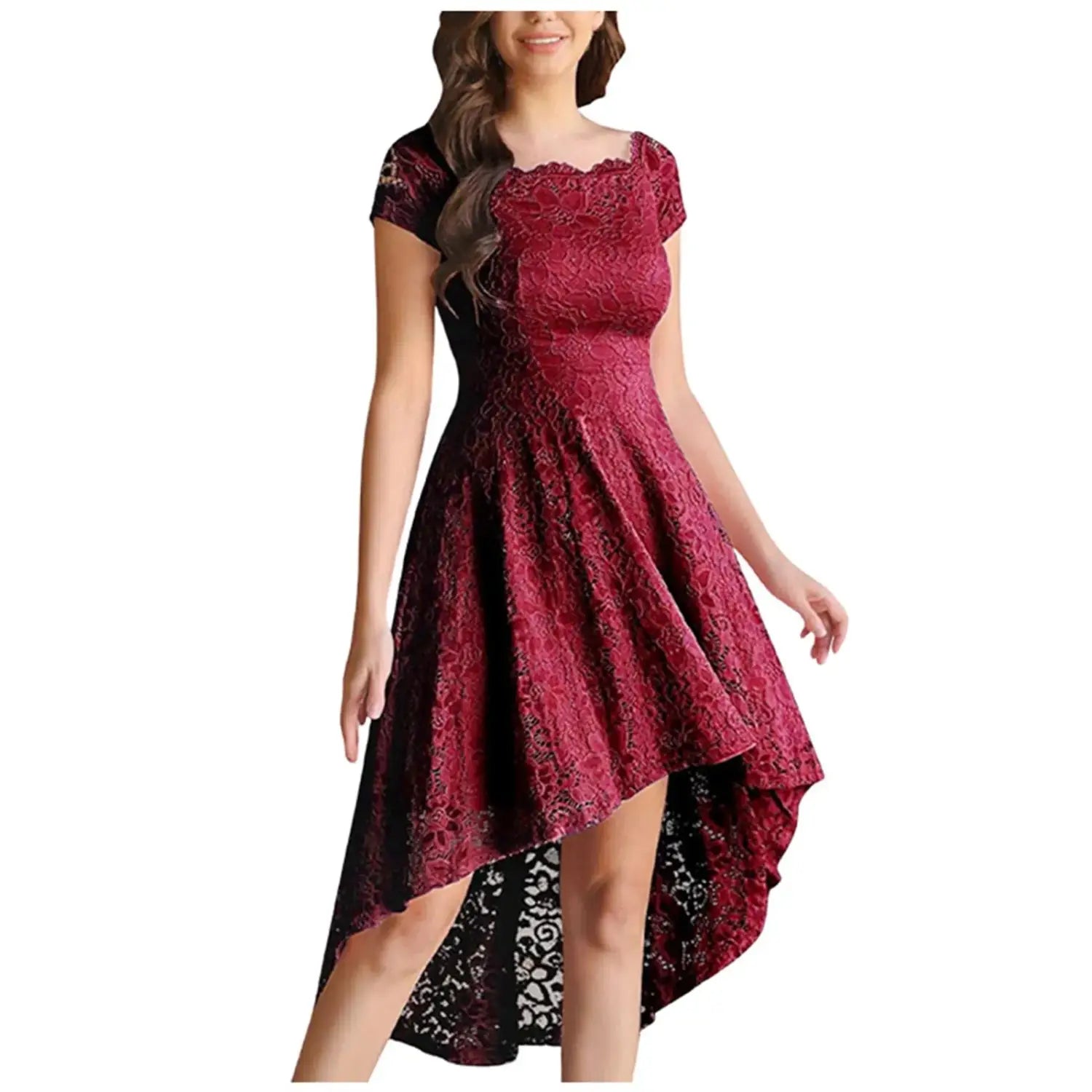 Women’s Fashion Lace Dress – Elegant One Shoulder Flare Dress