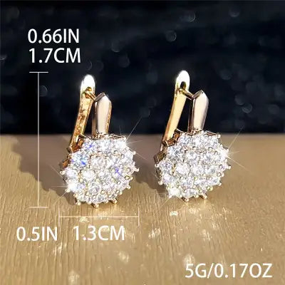 Luxury Crystal Sunflower Hoop Earrings with White Zircon Accents