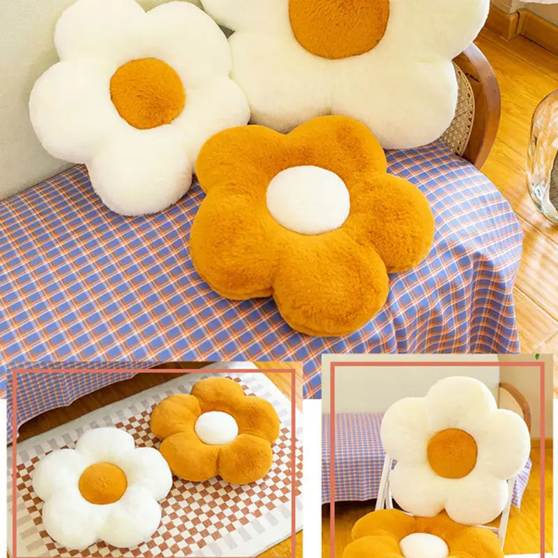 Stuffed Daisy Flower Cushion – Sunflower Shape Pillow for Decor & Comfort