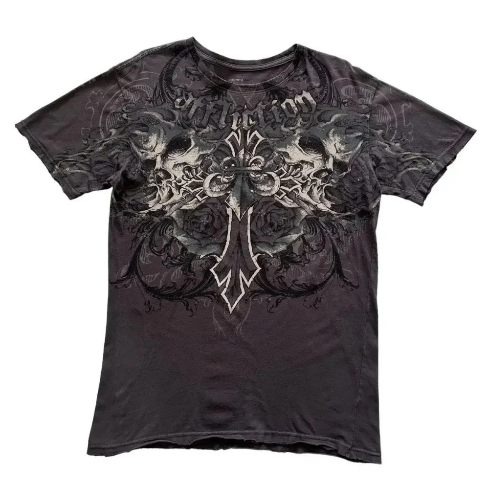 Y2K Retro Punk Hip Hop Printed T-shirt Oversized Type Fashion Top