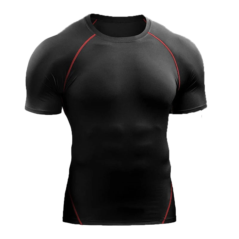 Men Summer Compression Shirt Elastic Quick Dry Gym Workout Tee